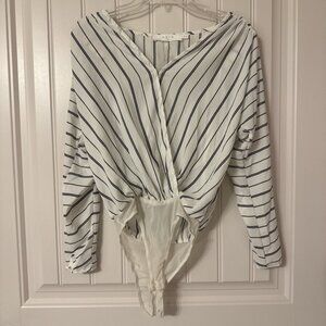 Astra Striped Long Sleeve Bodysuit Top